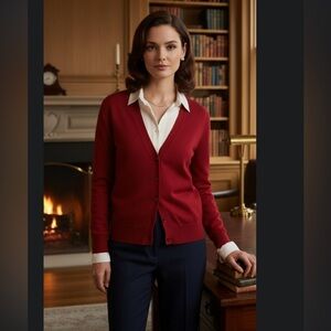 J Crew Wool Cardigan Sweater Women’s Size S Pink V Neck Button Up Cardigan